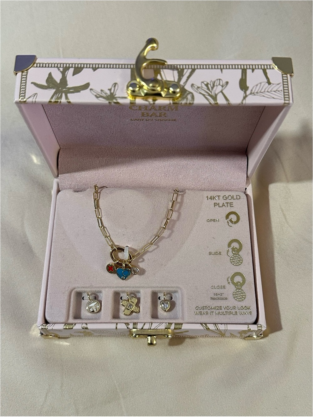 BRAND NEW Nurse Charm Box 14KT Gold Plated Necklace Gift Set with 6 RN Charms